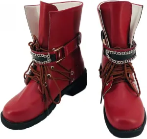 Womens Tifa Cosplay Shoes Fashion Red Boots for Halloween Carnival Party