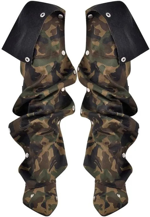 Women's Wedge Heel Knee High Slouchy Foldover Buttons Boots
