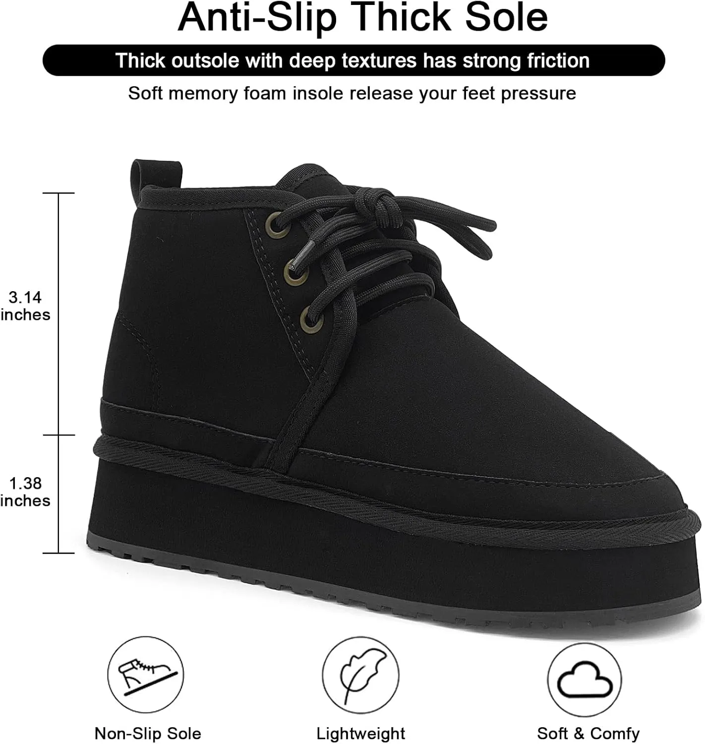 Women's Winter Snow Boots Mini Ankle Boots Suede Lace Up Fur lined Short Boots Cozy Warm Platform Booties for Women