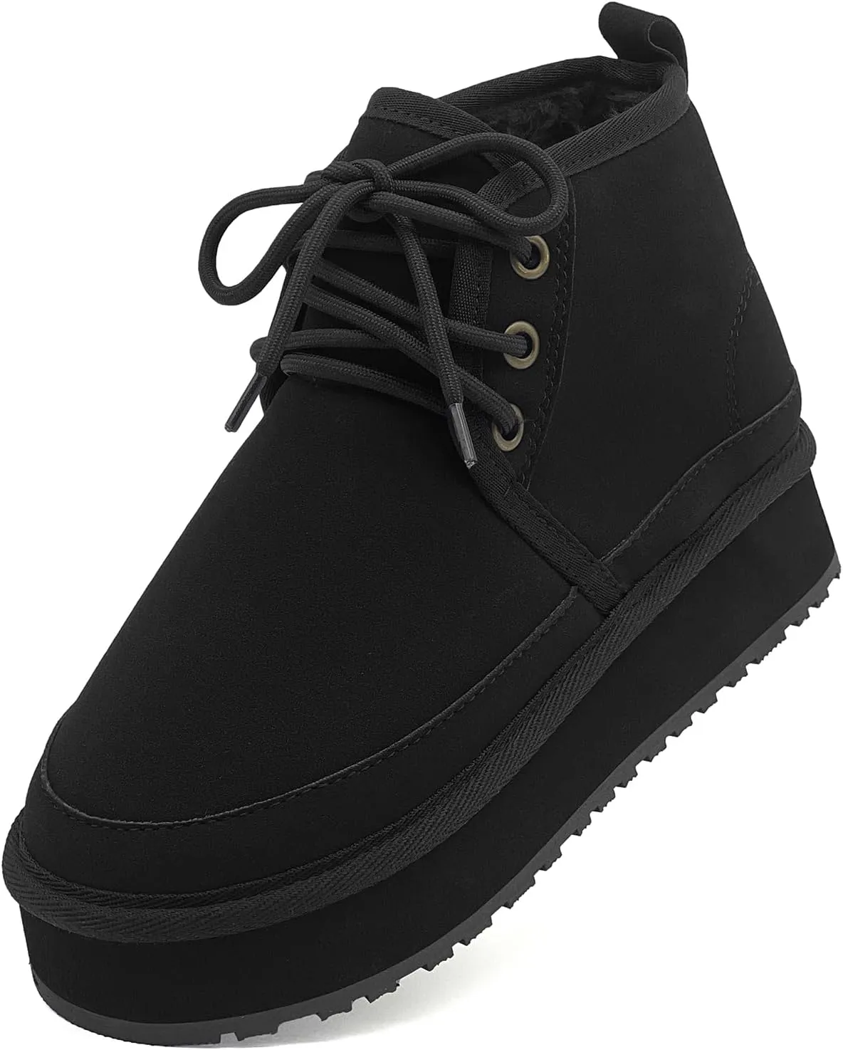 Women's Winter Snow Boots Mini Ankle Boots Suede Lace Up Fur lined Short Boots Cozy Warm Platform Booties for Women