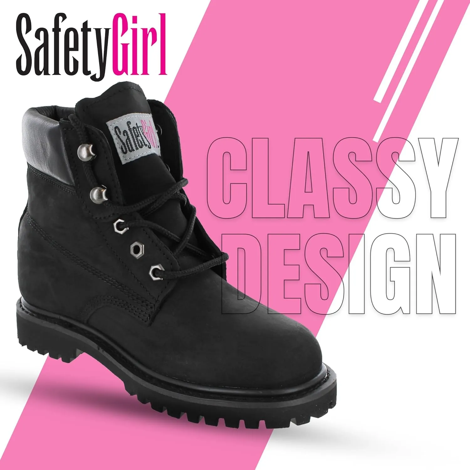 Women’s Work Boots | Waterproof Leather Work Boots for Women | Oil & Slip-Resistant Soft Toe Boots for Women | Premium Nubuck Leather | Lightweight and Comfortable | Black Leather - 11.5M