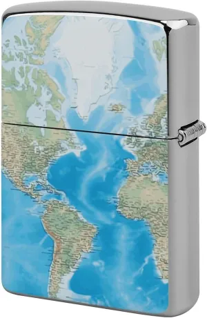 World Map Classic Lighter Case, Novelty Creativity Lighter Housing Vintage Cool Lighter Cover for Men Dad Husband Gift Collect