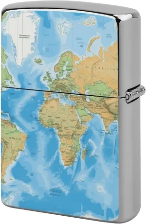 World Map Lighter Case, Personalized Double-Sided Graffiti Lighter Protective Cover, Stylish Metal Lighters Sleeve for Men Women