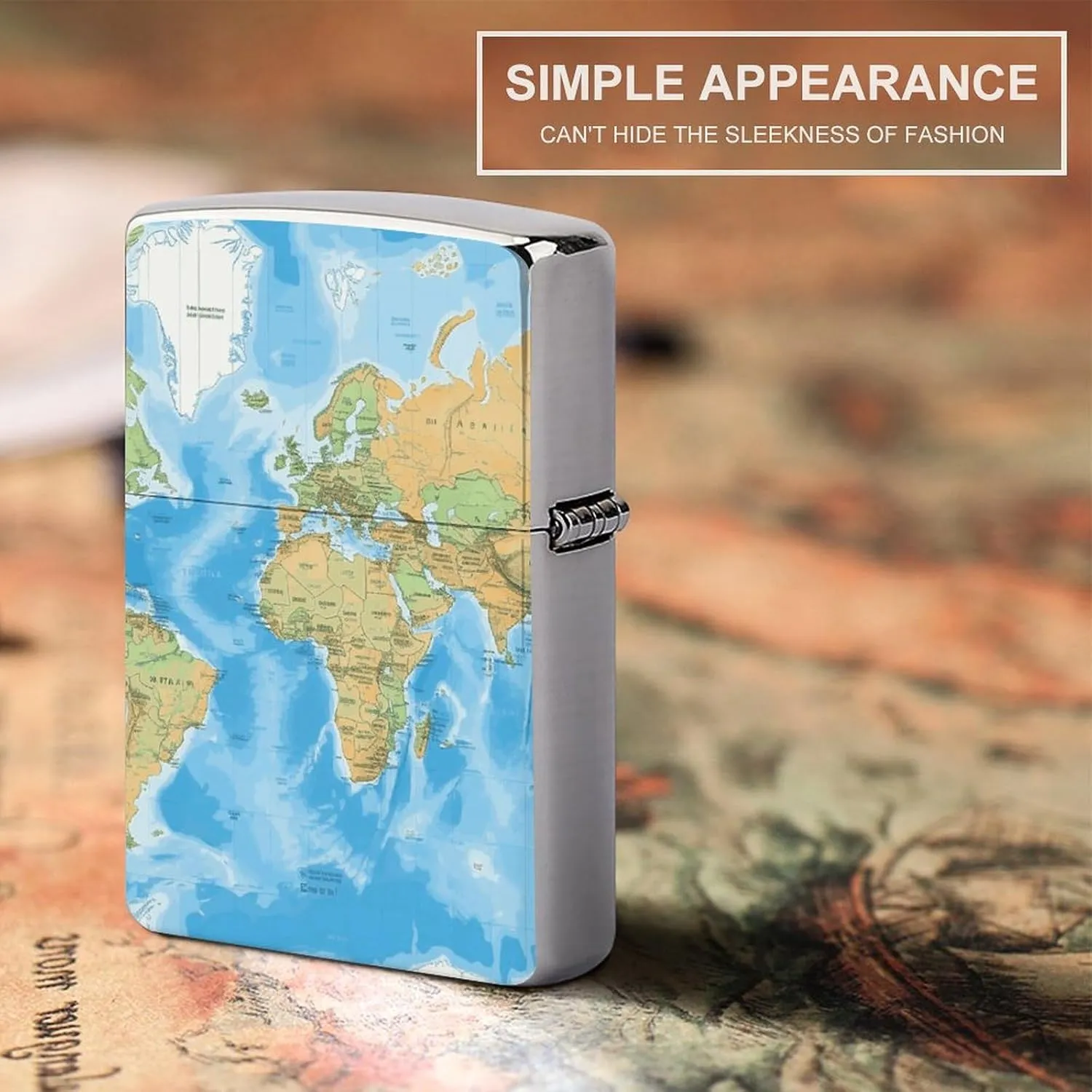 World Map Lighter Case, Personalized Double-Sided Graffiti Lighter Protective Cover, Stylish Metal Lighters Sleeve for Men Women