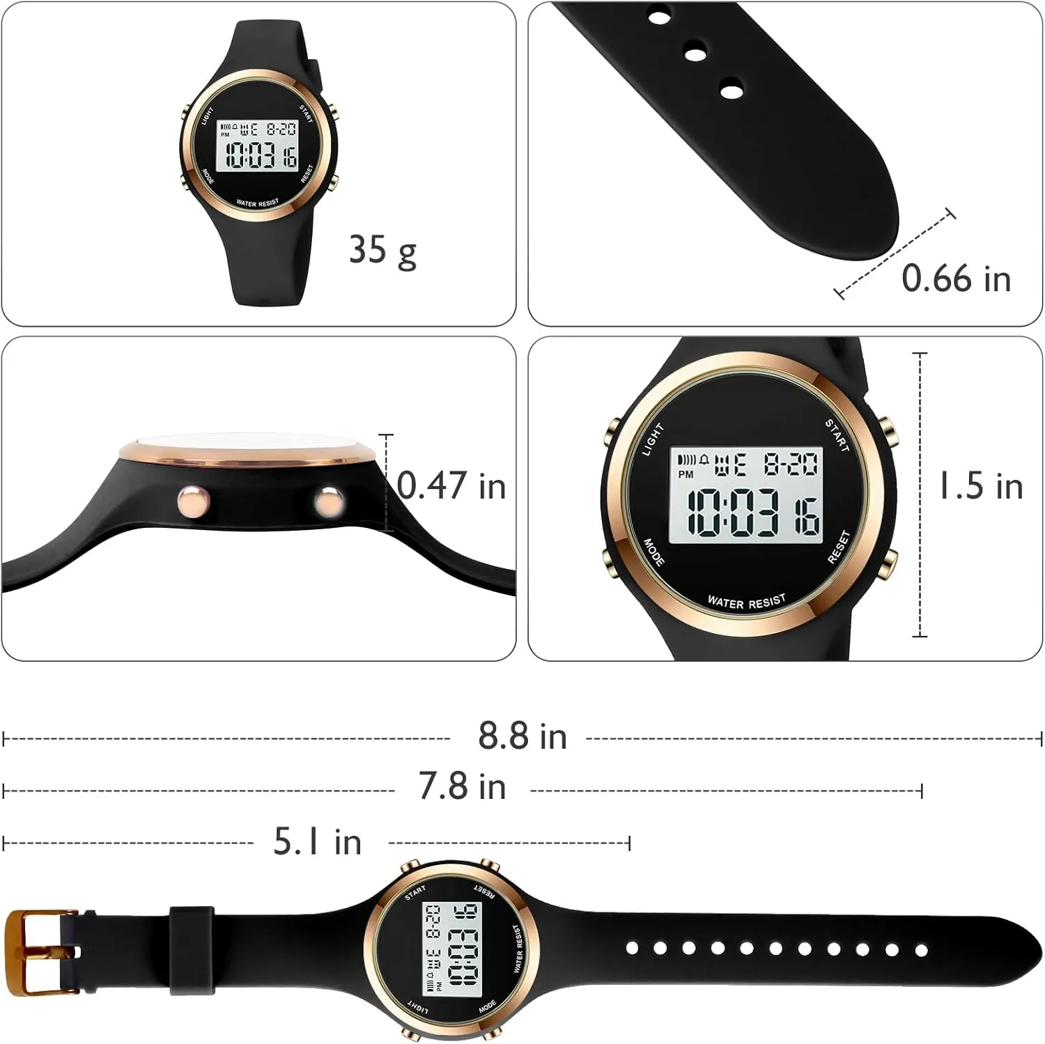 XCZAP Outdoor Sport Watches Alarm Clock 5Bar Waterproof LED Digital Watch