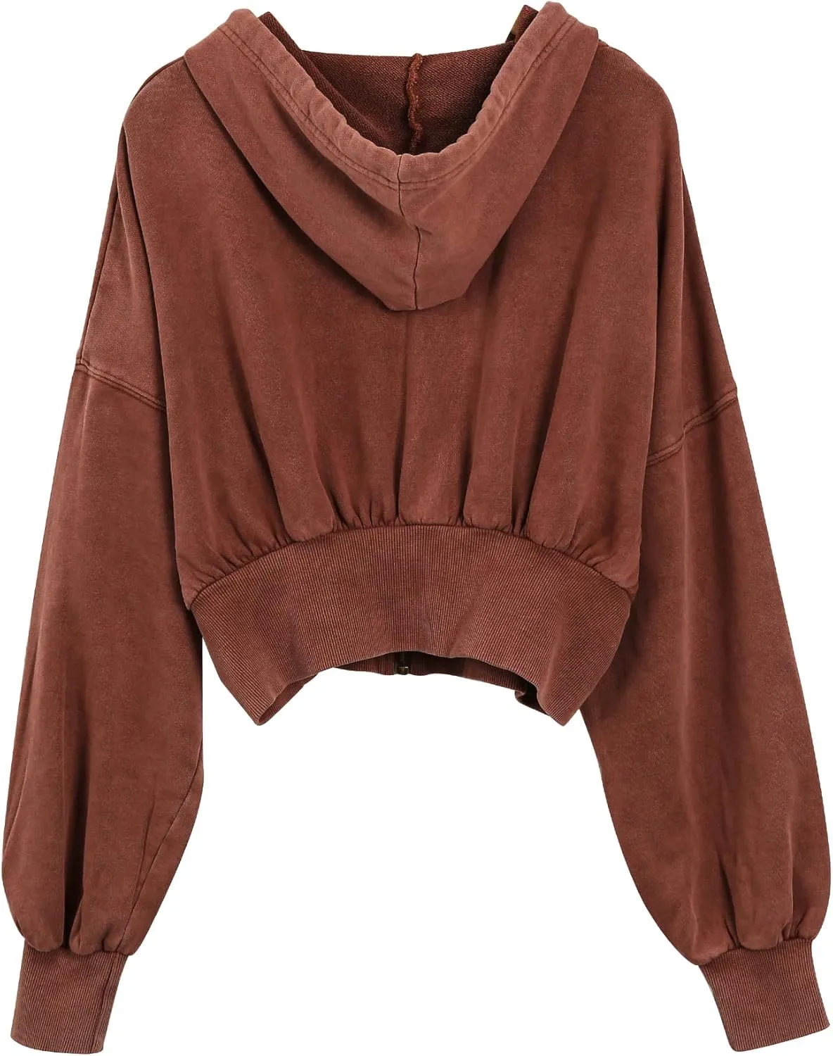 Xintianji Retro Vintage Crop Hoodie for Women - Lightweight Long Sleeve Zip Up Pullover Sweatshirts with Pockets