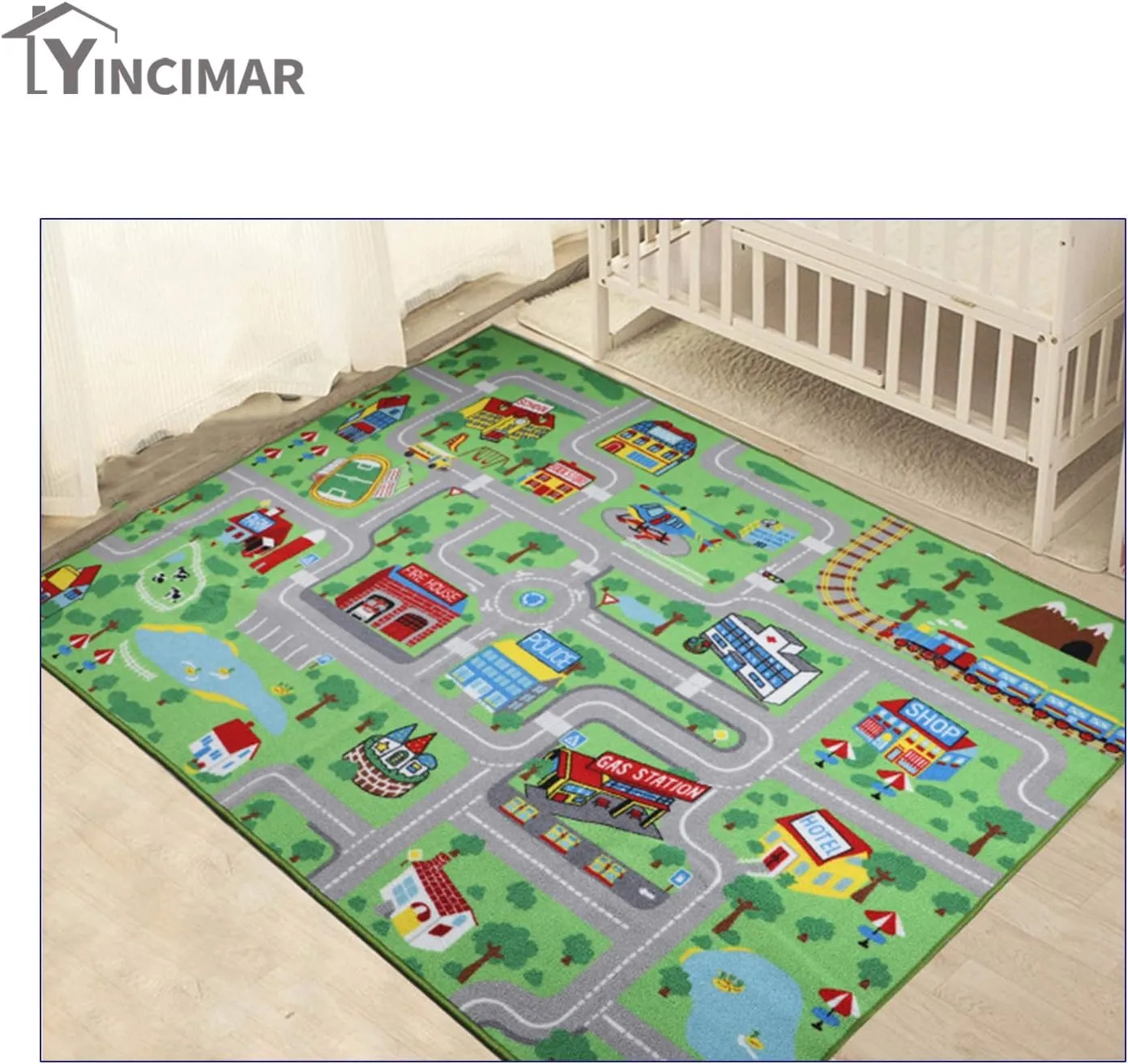 Yincimar Kids Carpet Playmat Rug,6.6x5.0 ft Extra Large City Life Carpet Learning Exercise Mat Educational Car Rug Play Game Rug for Baby Toddler Boy Bedroom Playroom