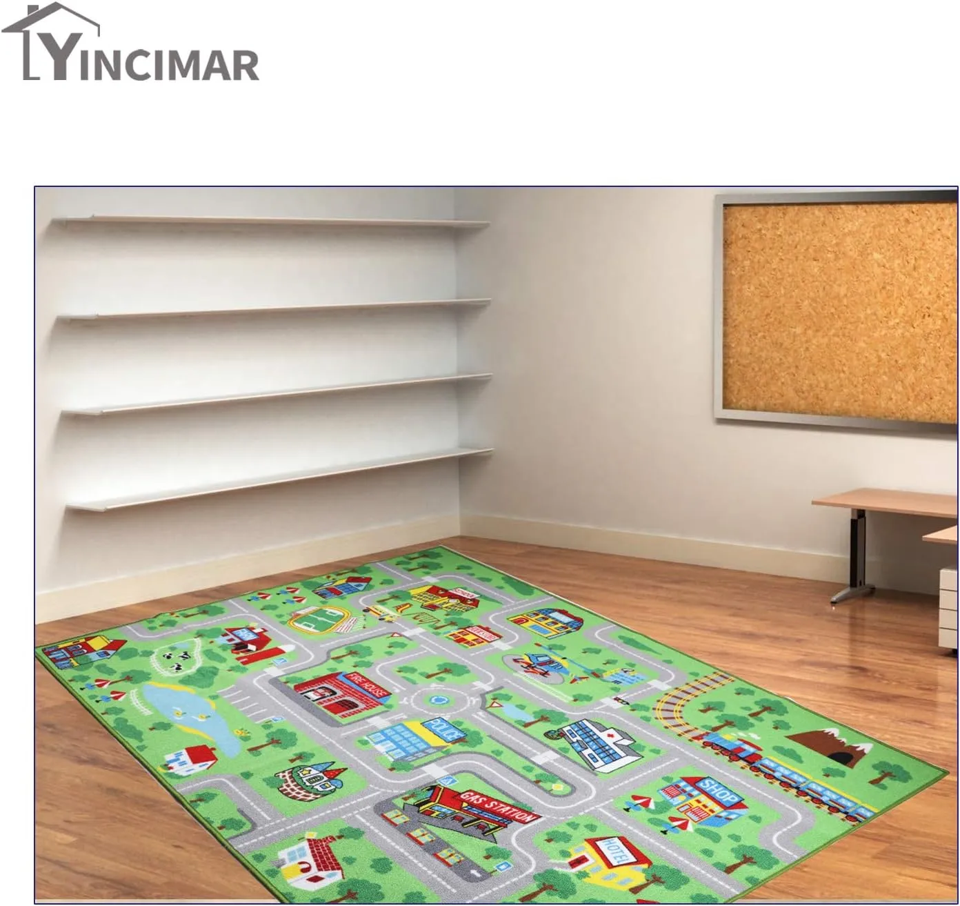 Yincimar Kids Carpet Playmat Rug,6.6x5.0 ft Extra Large City Life Carpet Learning Exercise Mat Educational Car Rug Play Game Rug for Baby Toddler Boy Bedroom Playroom