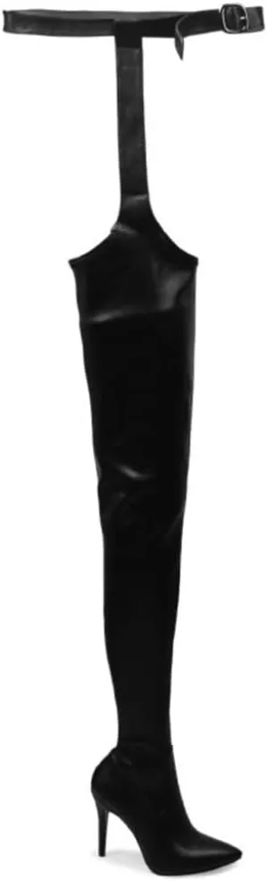 YIYA Slouch Over The Knee Boots for Women Suede Combat T-Tied Belt Thigh High Boots Sexy Pointed Toe High Heel Long Boots