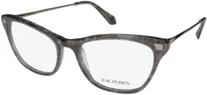 Zac Posen Rashida Cat Eye Unique Design Handmade Modern American Fashion Designer Eyeglass Frame/Eyewear [53-17-140, grey lace]