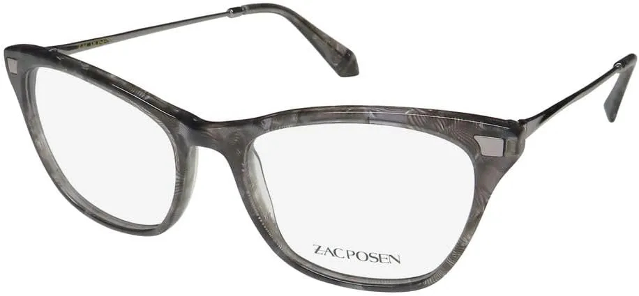 Zac Posen Rashida Cat Eye Unique Design Handmade Modern American Fashion Designer Eyeglass Frame/Eyewear [53-17-140, grey lace]
