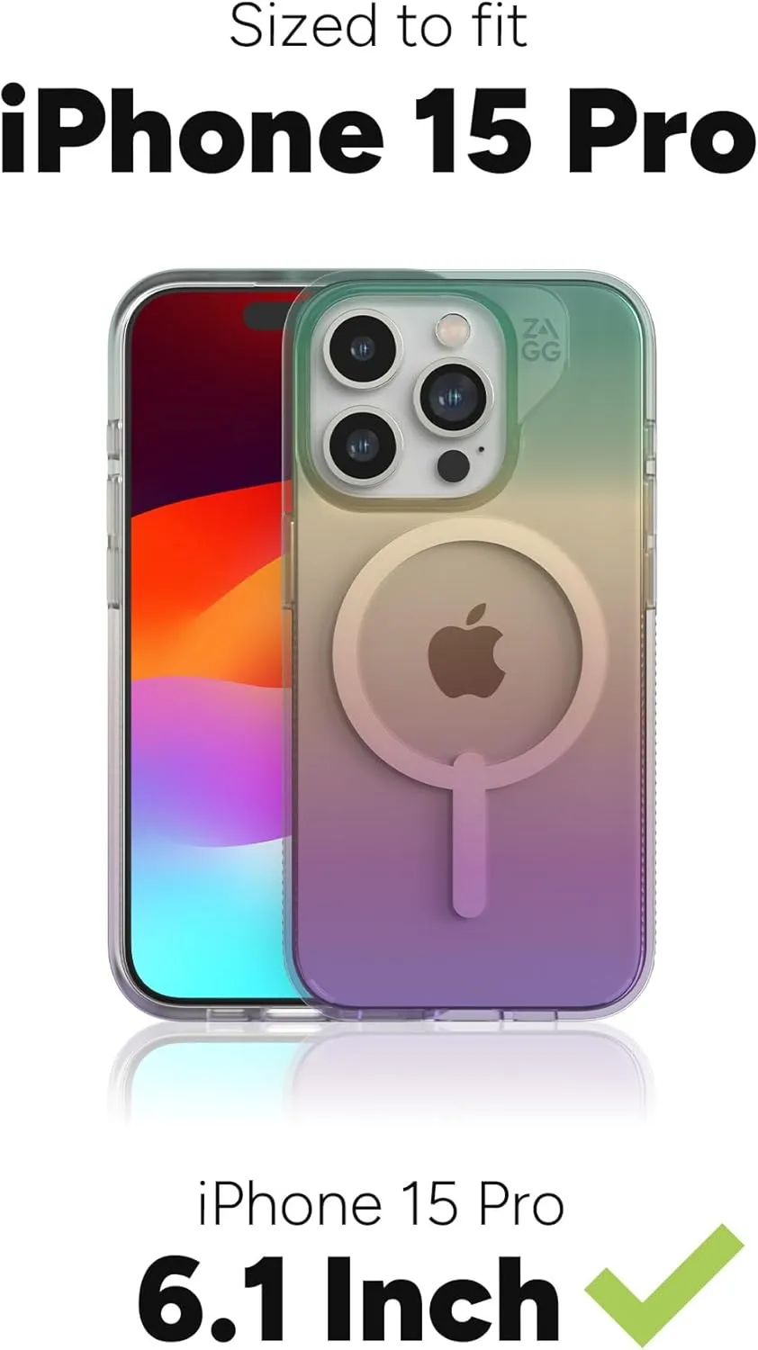 ZAGG Milan Snap iPhone 15 Pro - Drop Protection (13ft/4m), Durable Graphene Phone Case, Anti-Yellowing & Scratch-Resistant, Wireless Charging MagSafe Case, Ocean Blue