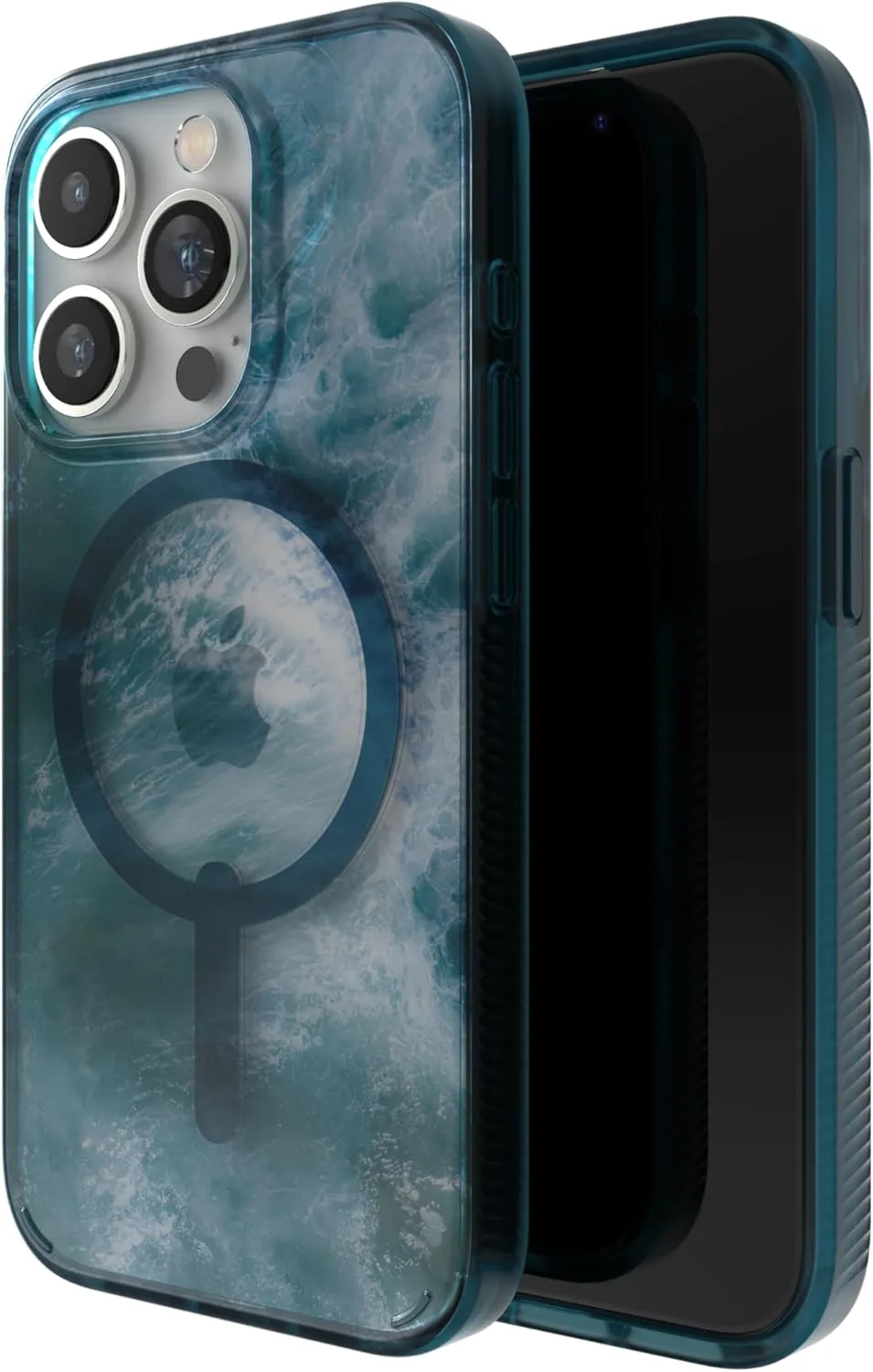 ZAGG Milan Snap iPhone 15 Pro - Drop Protection (13ft/4m), Durable Graphene Phone Case, Anti-Yellowing & Scratch-Resistant, Wireless Charging MagSafe Case, Ocean Blue