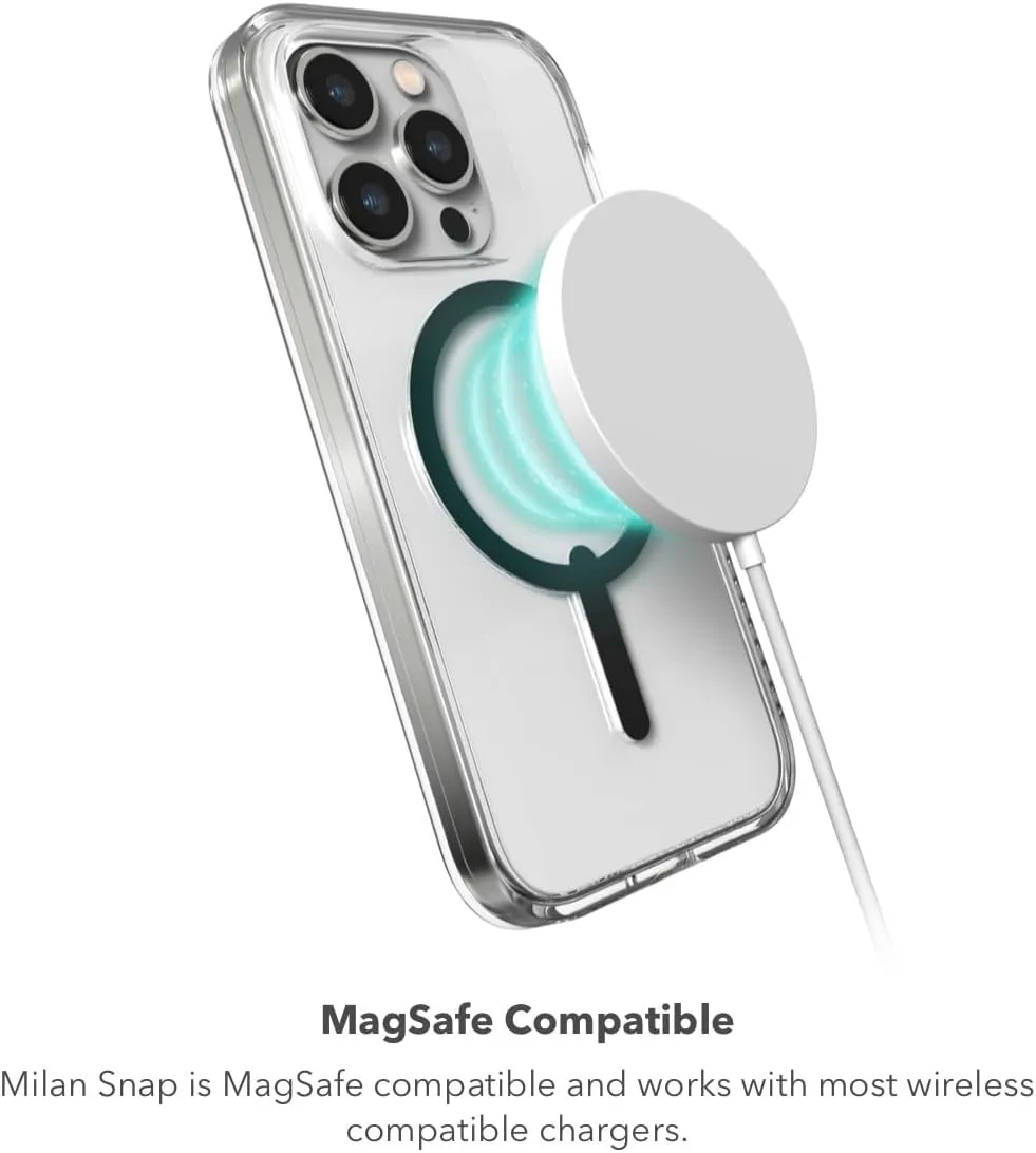 ZAGG Milan Snap iPhone 15 Pro - Drop Protection (13ft/4m), Durable Graphene Phone Case, Anti-Yellowing & Scratch-Resistant, Wireless Charging MagSafe Case, Ocean Blue
