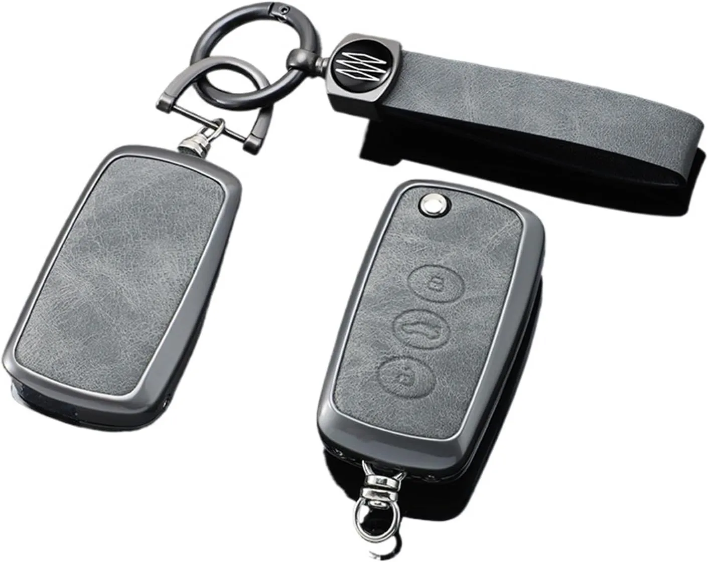 Zinc Alloy Flip Car Key Case Bag Compatible for VW Phaeton Bentley Bentayga Mulsanne Hurtling GT Flying Spur Continental(Grey D)