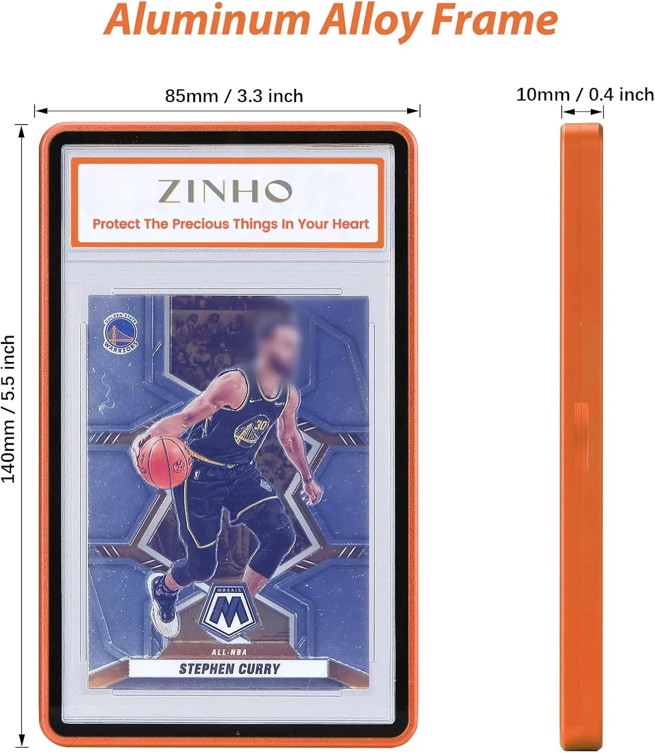 ZINHO Graded Card Case Magnetic Aluminum Alloy Slab Protector Display Case Fits 35PT PSA/CGC/CSG Cards, UV Protection (Orange)