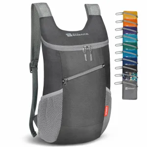 ZOMAKE Lightweight Packable Backpack 14L - Foldable Backpack Small Daypack Hiking Backpack Water-Resistant Day Bag for Travel(Medium Grey)